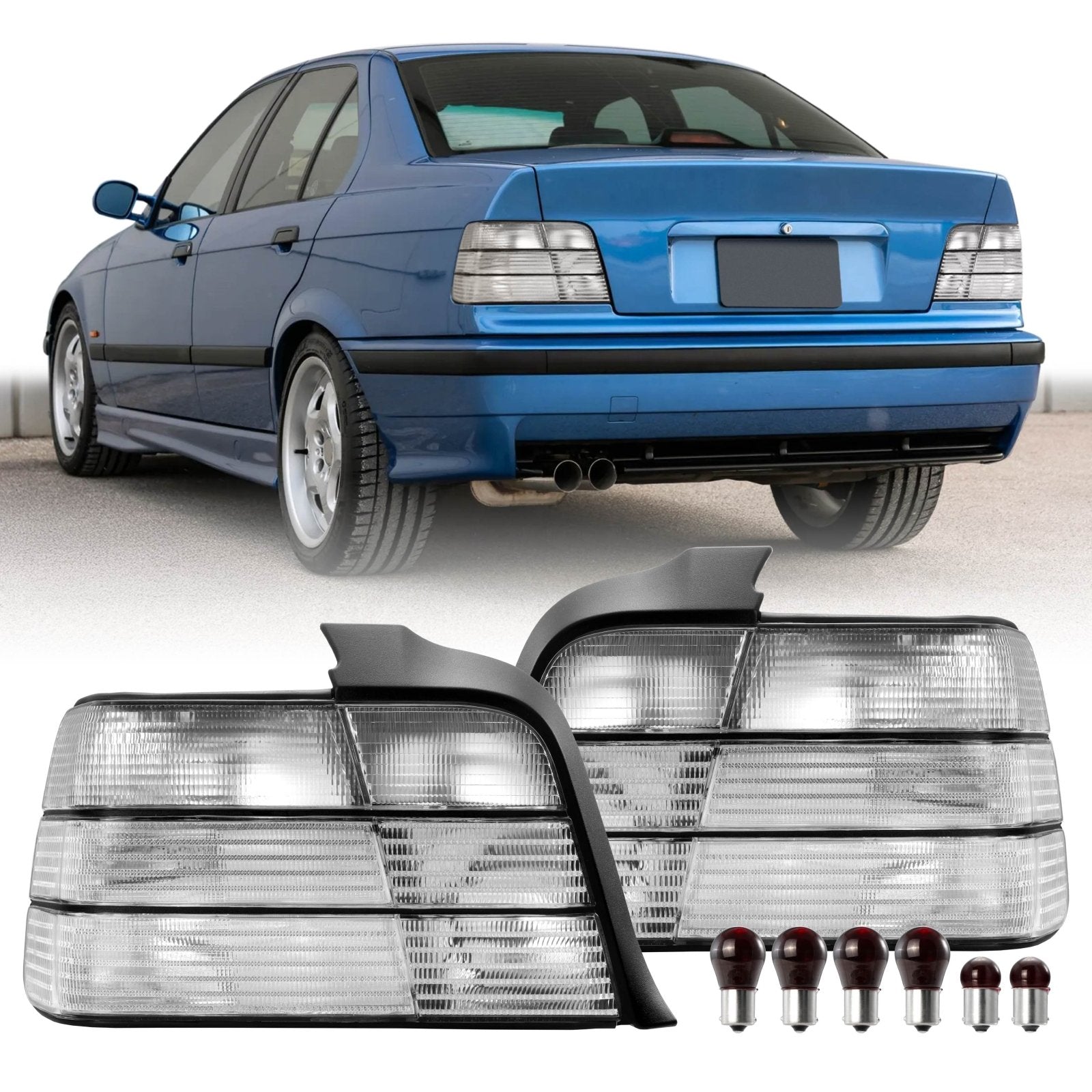Spec-D Tuning Red/Smoke Tail Lights For BMW E36 3-Series Sedan 1992-1998 - Pair