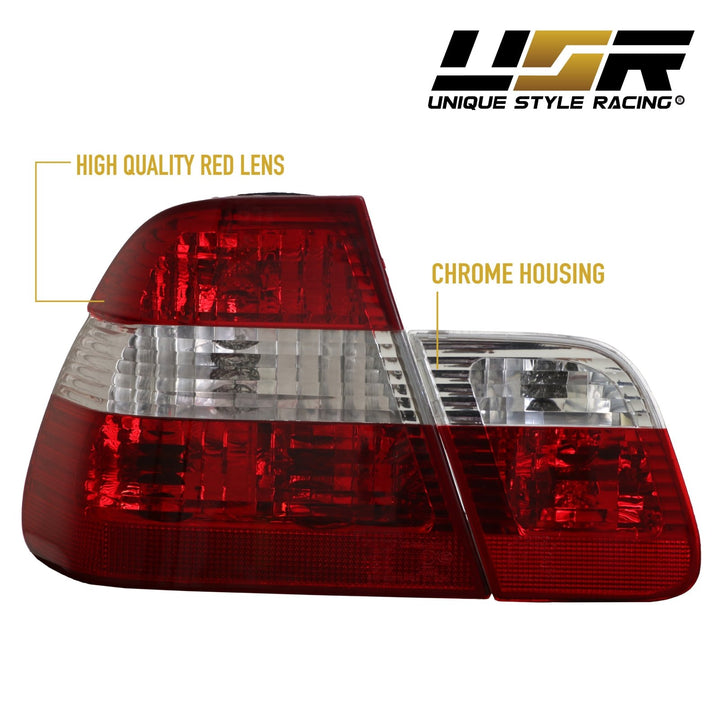 2002-2005 BMW 3 Series E46 4D Sedan Euro OEM Style Red/Clear or Red/Smoke Tail Light
#lens-color_red-clear-lens