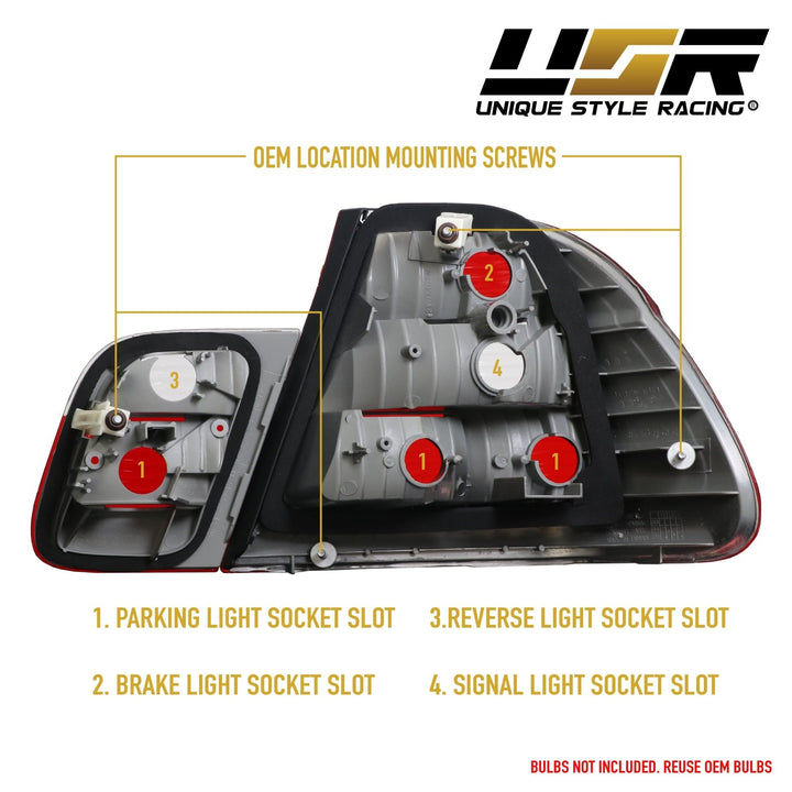 2002-2005 BMW 3 Series E46 4D Sedan Euro OEM Style Red/Clear or Red/Smoke Tail Light
#lens-color_red-clear-lens