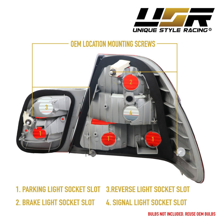 2002-2005 BMW 3 Series E46 4D Sedan Euro OEM Style Red/Clear or Red/Smoke Tail Light
#lens-color_red-smoke-lens