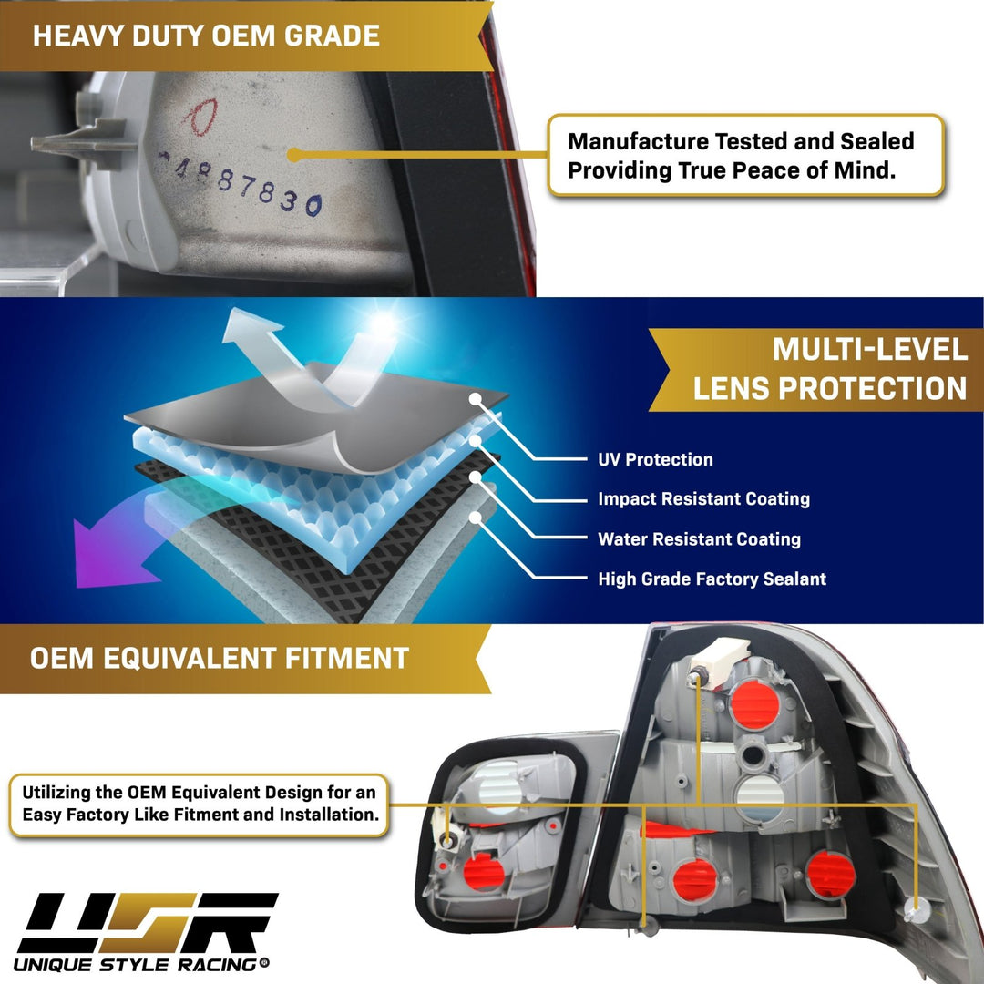 2002-2005 BMW 3 Series E46 4D Sedan Euro OEM Style Red/Clear or Red/Smoke Tail Light
#lens-color_red-smoke-lens