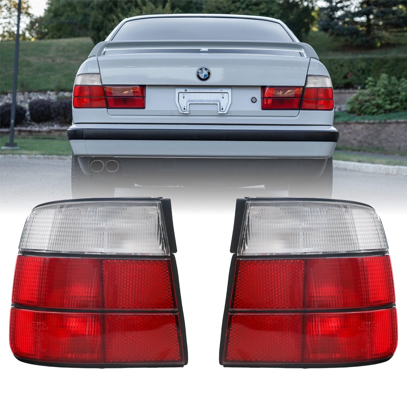 1989-1996 BMW E34 5 Series 4D Sedan Red/Clear Tail Light – Unique