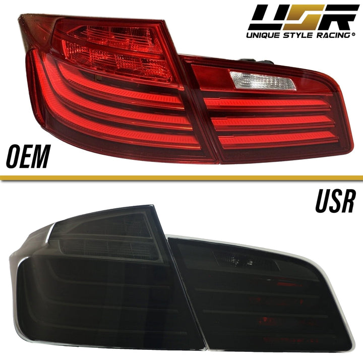 2011 - 2016 BMW F10 5 Series 4D Sedan OEM LCI Blackline Style Smoke Lens LED Tail Light