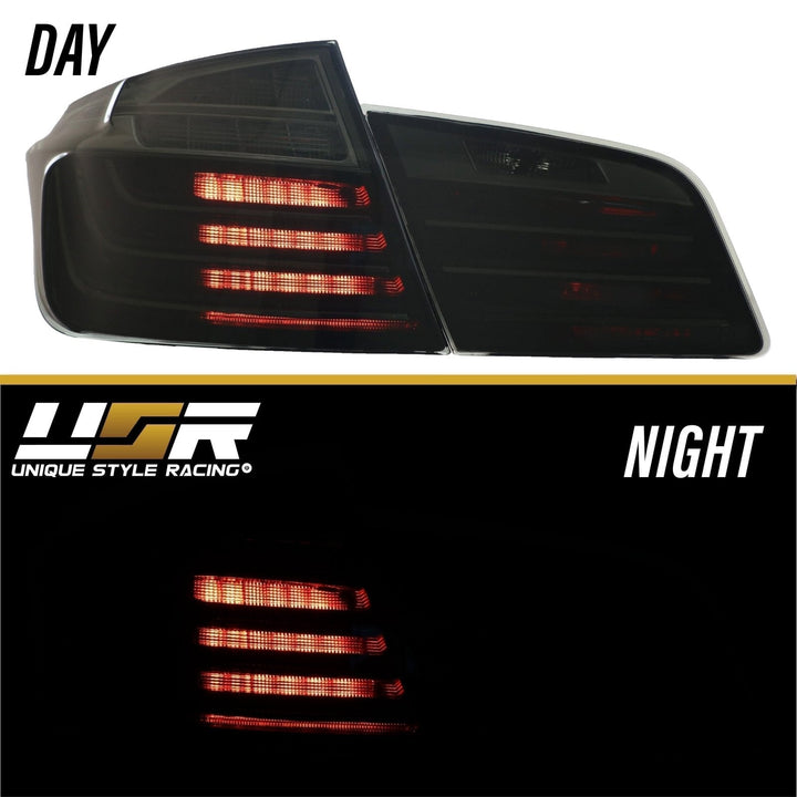 2011 - 2016 BMW F10 5 Series 4D Sedan OEM LCI Blackline Style Smoke Lens LED Tail Light