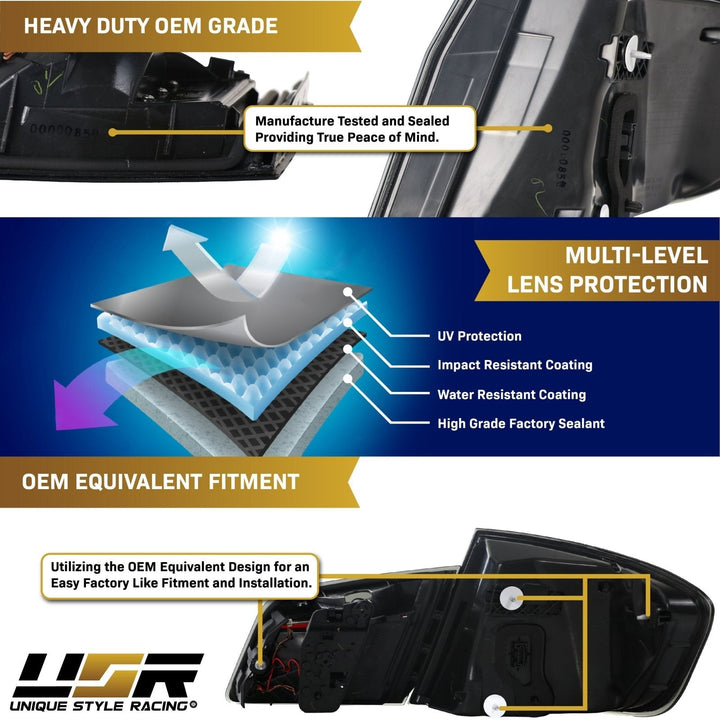 2011 - 2016 BMW F10 5 Series 4D Sedan OEM LCI Blackline Style Smoke Lens LED Tail Light