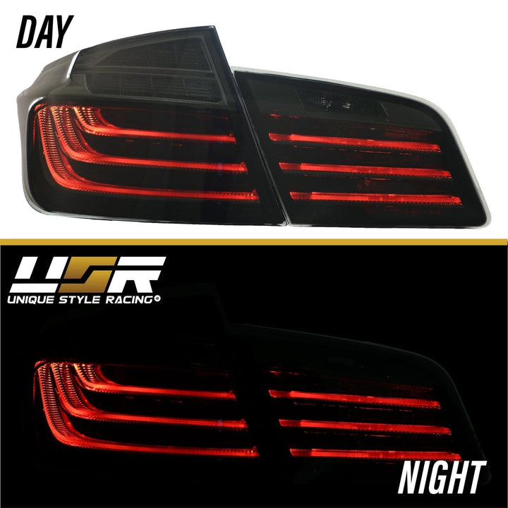 2011 - 2016 BMW F10 5 Series 4D Sedan OEM LCI Blackline Style Smoke Lens LED Tail Light