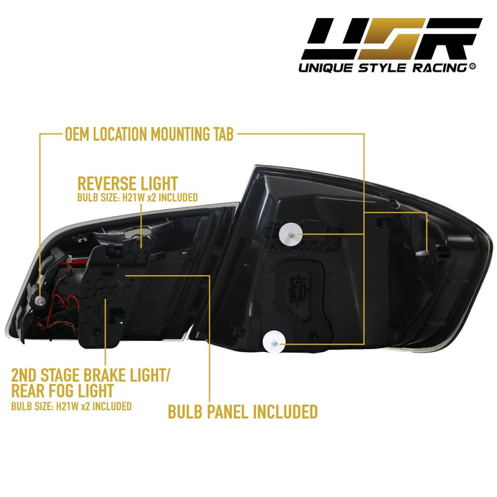 2011 - 2016 BMW F10 5 Series 4D Sedan OEM LCI Blackline Style Smoke Lens LED Tail Light