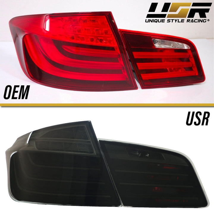 2011 - 2016 BMW F10 5 Series 4D Sedan OEM LCI Blackline Style Smoke Lens LED Tail Light