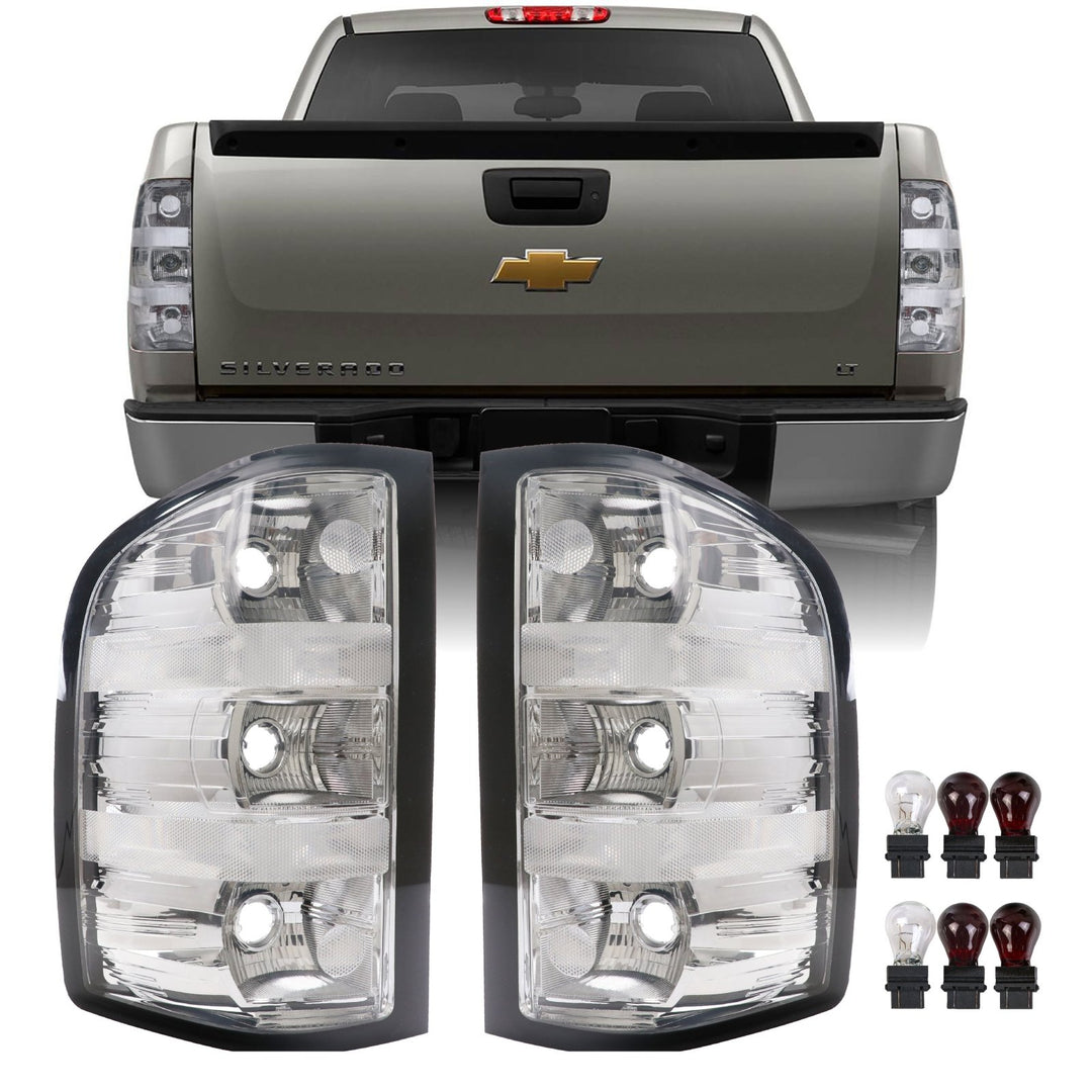 2007-2014 Chevy Silverado Pickup / 2007-2013 GMC Sierra Truck All Clear Lens Tail Lights