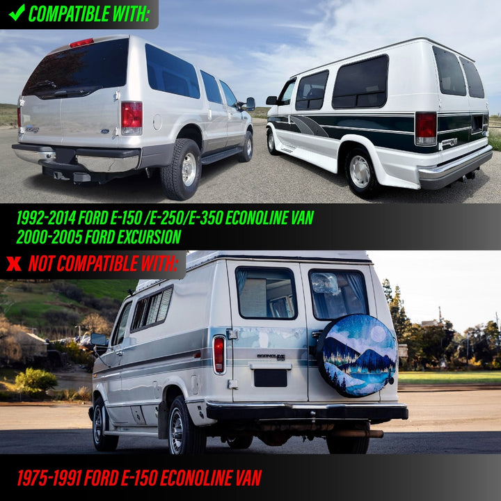 1992-2014 Ford Econoline Van E-150 / E-250 / E-350 & 2000-2005 Ford Excursion Dark Red Smoke Lens Tail Lights