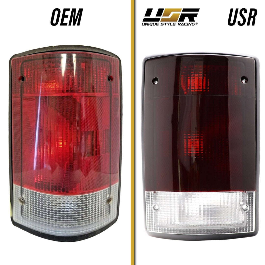 1992 - 2014 Ford Econoline Van E - 150 / E - 250 / E - 350 & 2000 - 2005 Ford Excursion Dark Red Smoke Lens Tail Lights