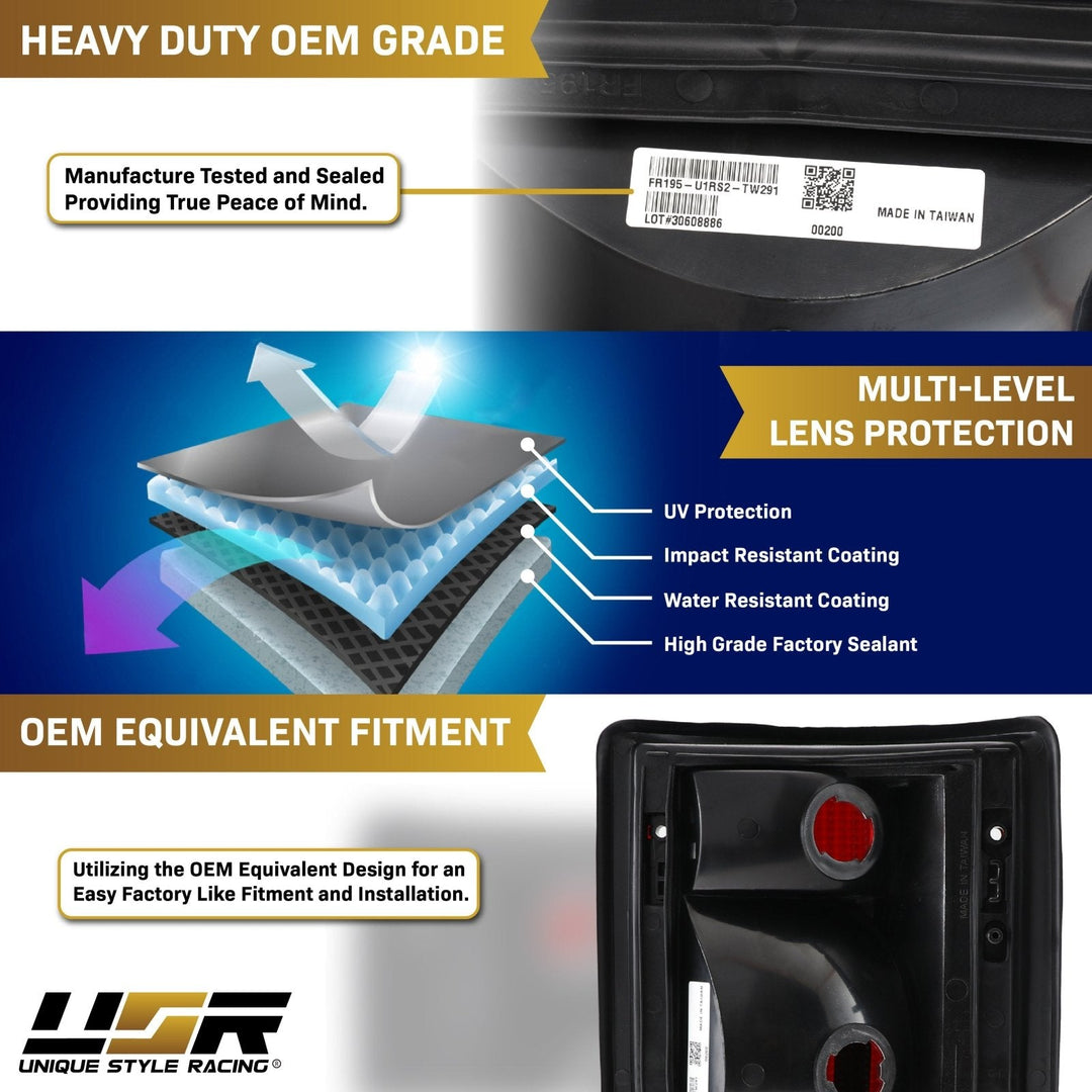 1992 - 2014 Ford Econoline Van E - 150 / E - 250 / E - 350 & 2000 - 2005 Ford Excursion Dark Red Smoke Lens Tail Lights