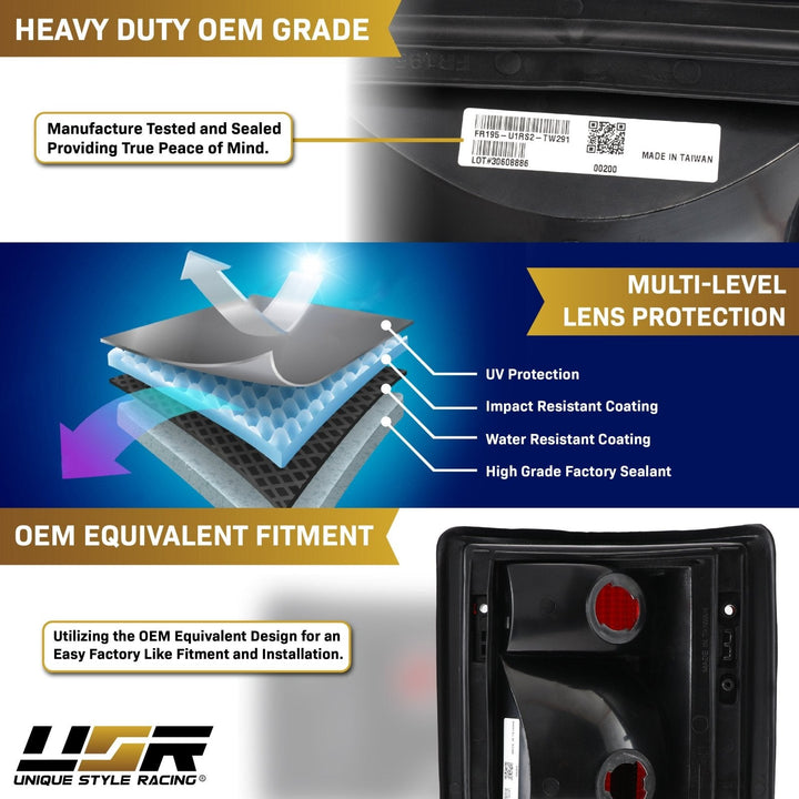 1992 - 2014 Ford Econoline Van E - 150 / E - 250 / E - 350 & 2000 - 2005 Ford Excursion Dark Red Smoke Lens Tail Lights