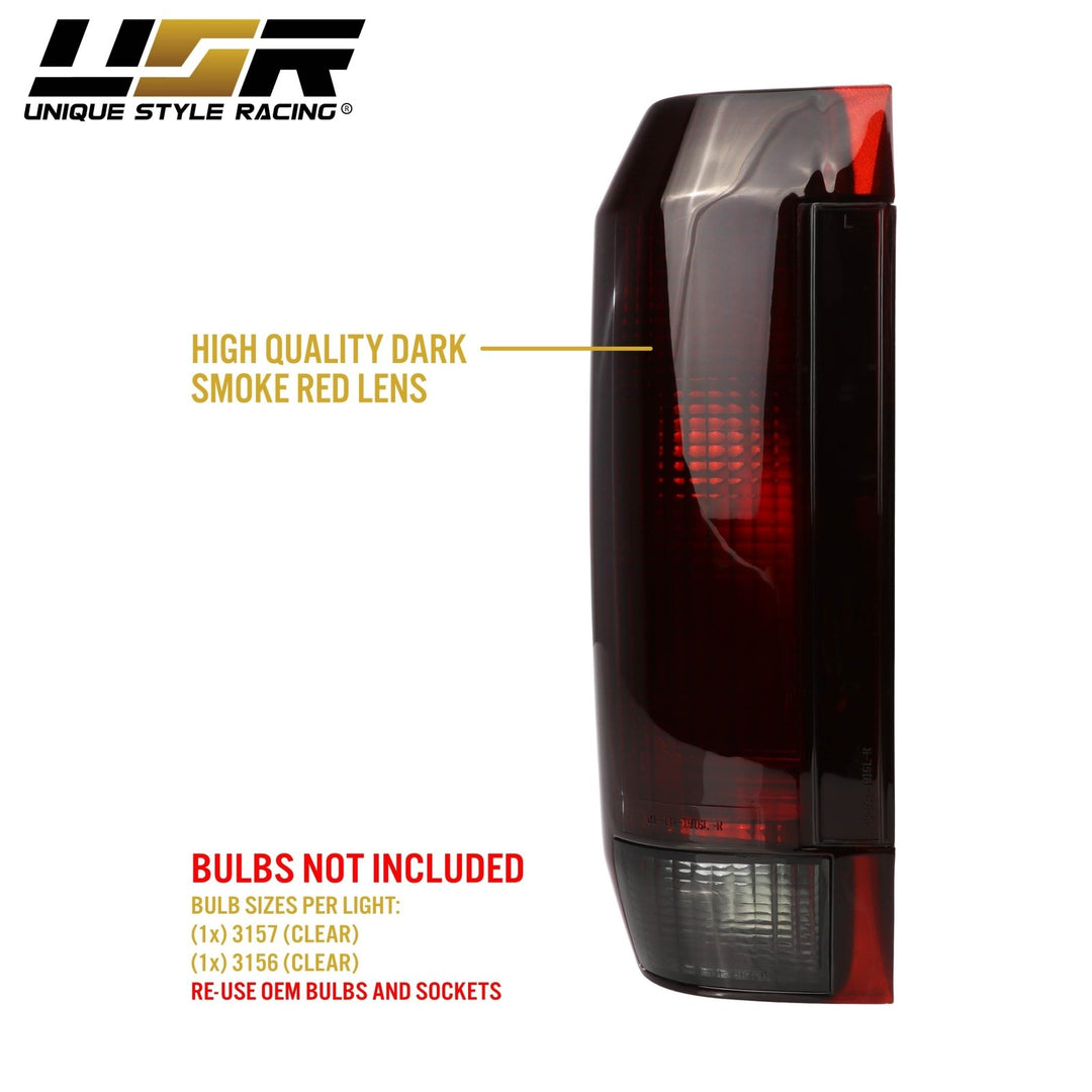 1990-1996 Ford F-150 / F250 / F350 Super Duty Truck & 1990-1996 Bronco Dark Red Smoke Lens Tail Lights