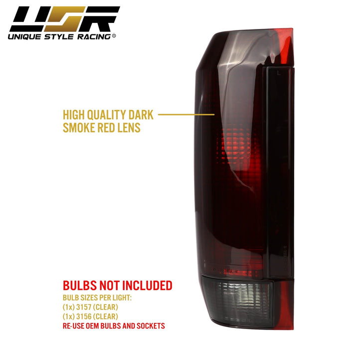 1990-1996 Ford F-150 / F250 / F350 Super Duty Truck & 1990-1996 Bronco Dark Red Smoke Lens Tail Lights
