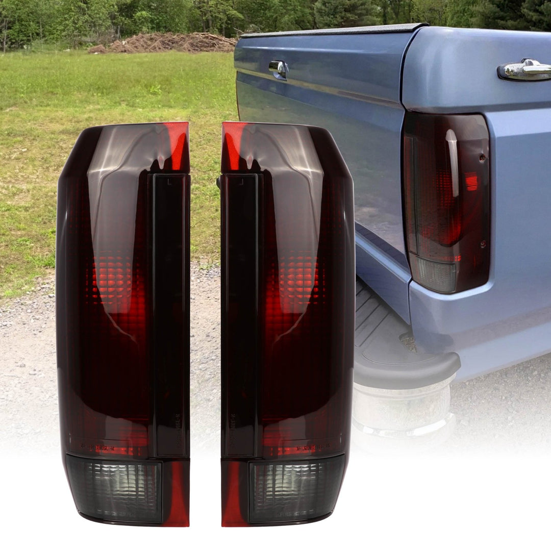 1990-1996 Ford F-150 / F250 / F350 Super Duty Truck & 1990-1996 Bronco Dark Red Smoke Lens Tail Lights