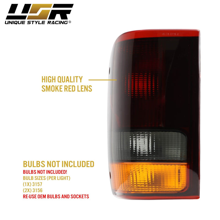 1993-1997 Ford Ranger Pickup Truck Dark Red Smoke Lens Tail Lights