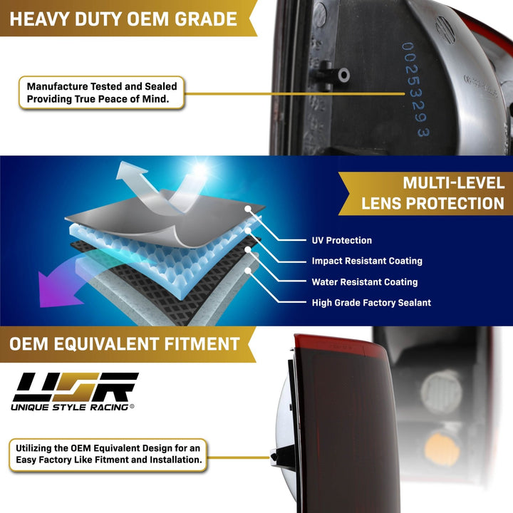 1993-1997 Ford Ranger Pickup Truck Dark Red Smoke Lens Tail Lights