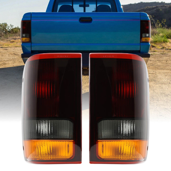 1993-1997 Ford Ranger Pickup Truck Dark Red Smoke Lens Tail Lights