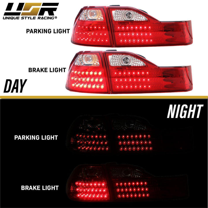 2001 - 2002 Honda Accord Sedan EX / V6 Red/Clear LED Tail Lights