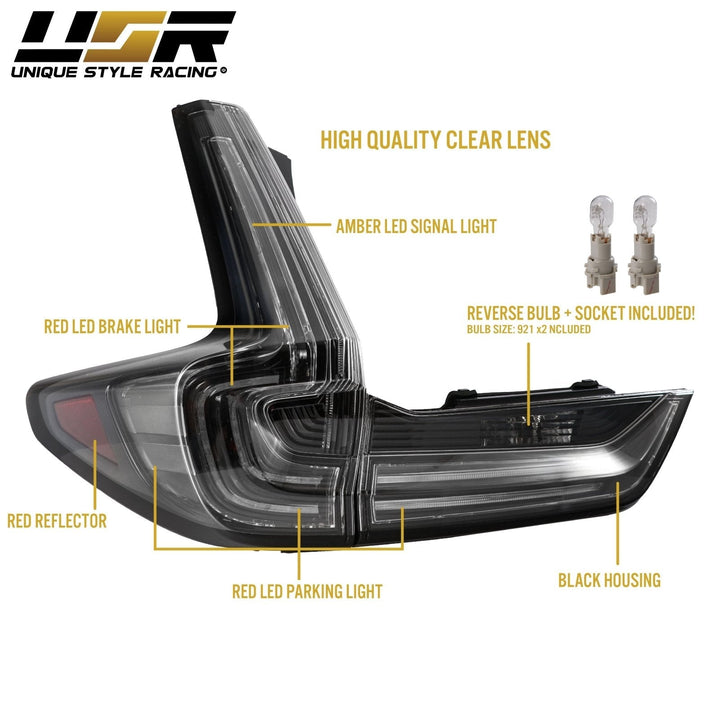 2017 - 2022 Honda CR - V Black Housing Clear Lens LED 4 Piece Tail Lights