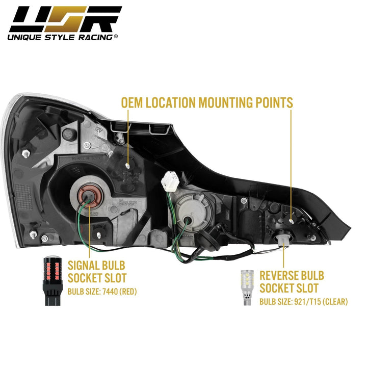 2008 - 2013 Infiniti G37 & 2014 - 2015 Infiniti Q60 2 Door Coupe All Clear Lens Tail Lights
#light-source_led