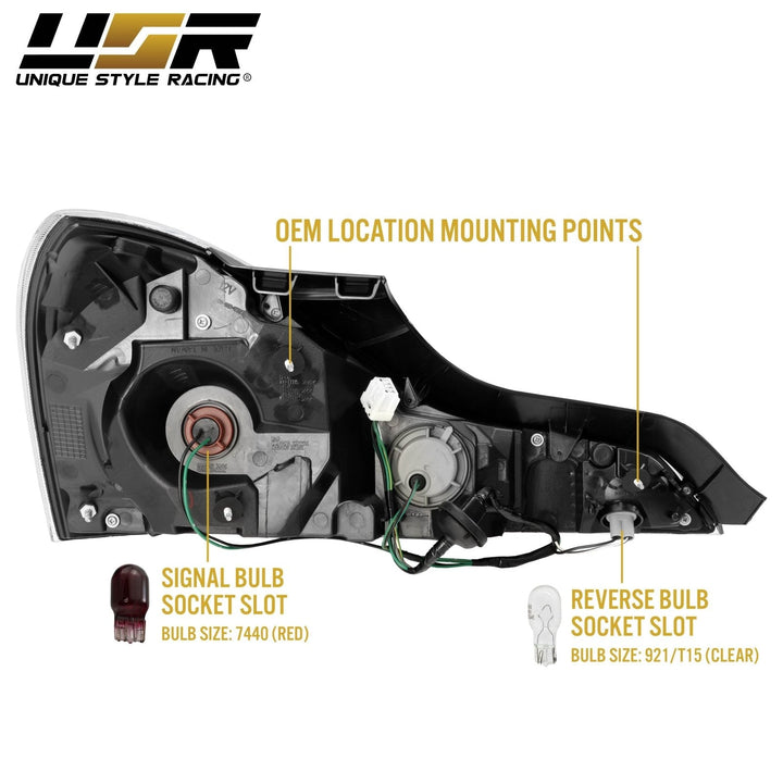 2008 - 2013 Infiniti G37 & 2014 - 2015 Infiniti Q60 2 Door Coupe All Clear Lens Tail Lights
#light-source_halogen