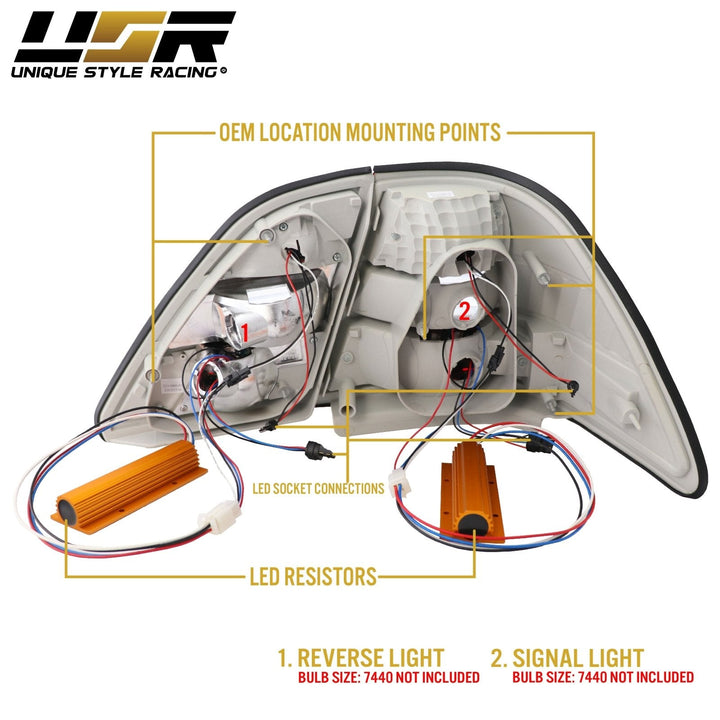 2001 - 2003 Lexus LS430 JDM Style Red/Clear LED Rear Tail Light Set