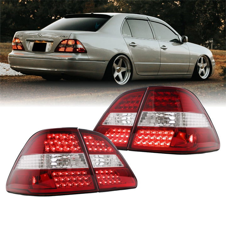 2001 - 2003 Lexus LS430 JDM Style Red/Clear LED Rear Tail Light Set