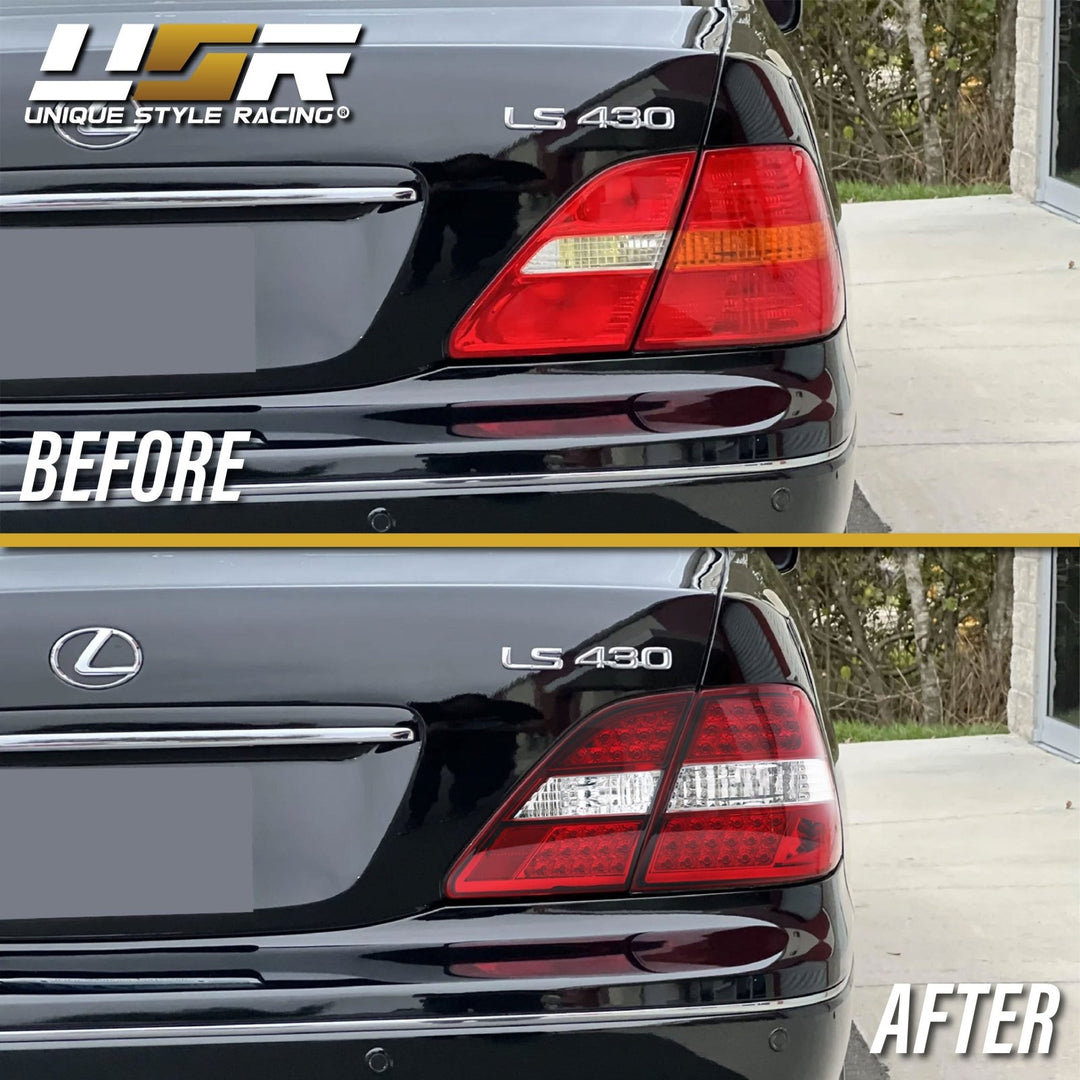 2001 - 2003 Lexus LS430 JDM Style Red/Clear LED Rear Tail Light Set