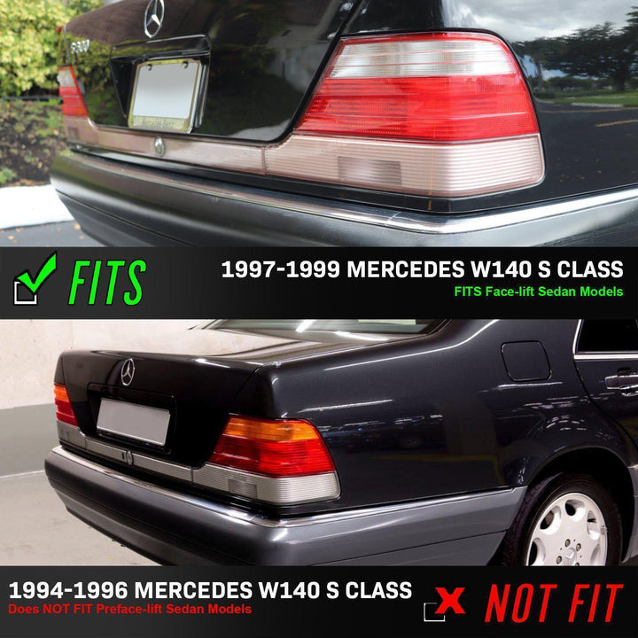 1994 - 1999 Mercedes S Class W140 Euro All Smoke 3 Pieces Rear Tail Lights