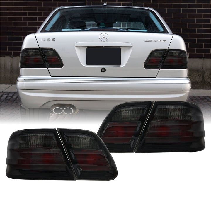 1996 - 2002 Mercedes E Class W210 4D Sedan Euro OE Facelift Style Smoke Lens 4 Pieces Tail Lights