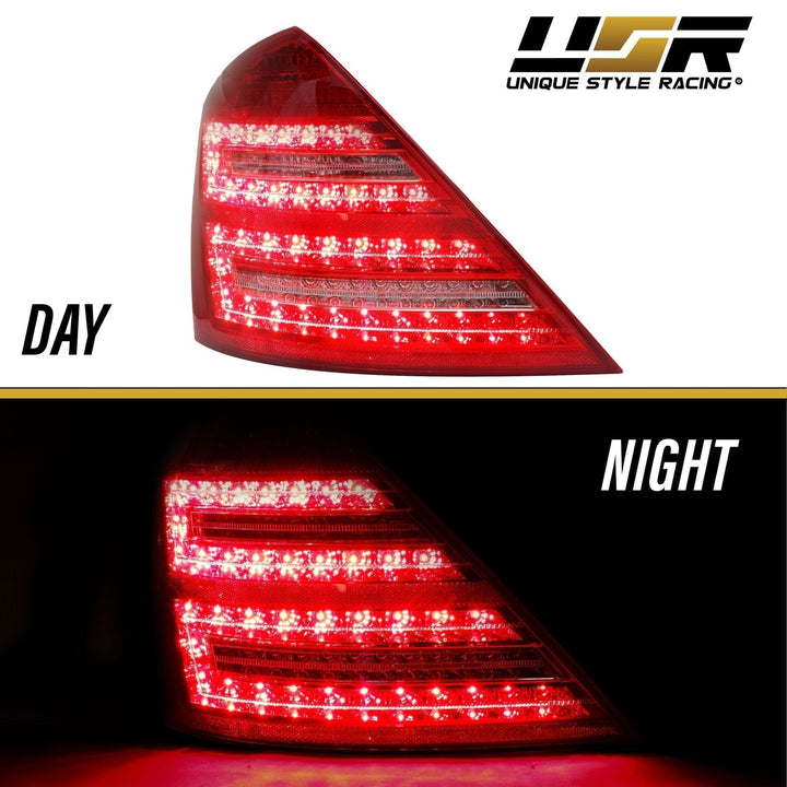 2007 - 2009 Mercedes S Class W221 Facelift Style Red/Clear LED Rear Tail Light
