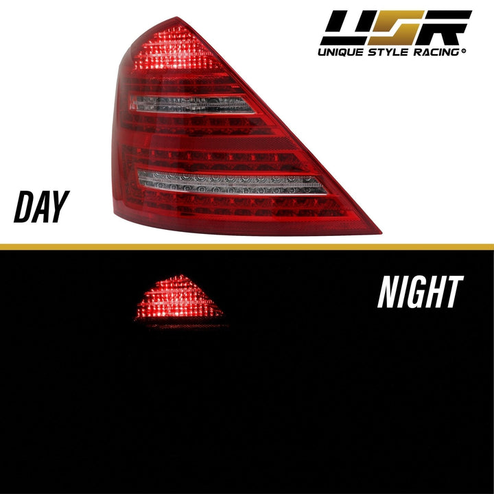 2007 - 2009 Mercedes S Class W221 Facelift Style Red/Clear LED Rear Tail Light