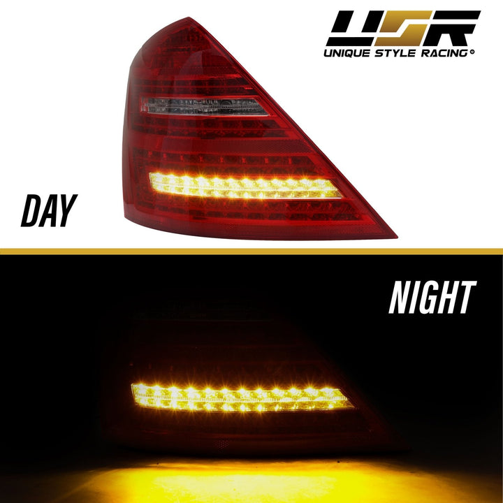 2007 - 2009 Mercedes S Class W221 Facelift Style Red/Clear LED Rear Tail Light