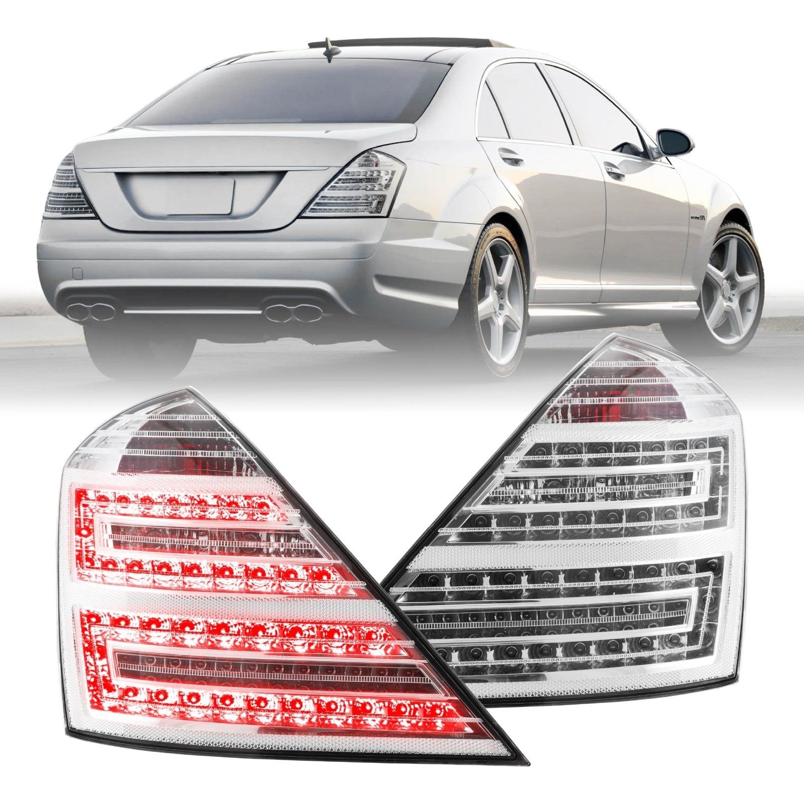 2007-2009 Mercedes W221 S Class Facelift Style All Clear Lens LED