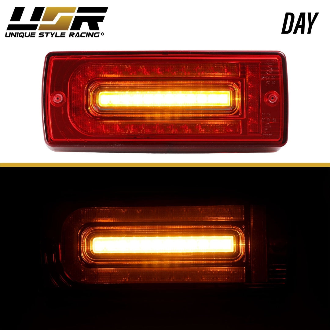 2007 - 2018 Mercedes W463 G Class w/ 2019 + W464 OEM Style LED Light Bar & LED Sequential Turn Signal Red/Clear or Smoke Lens Tail Light
#lens-color_red-clear-lens