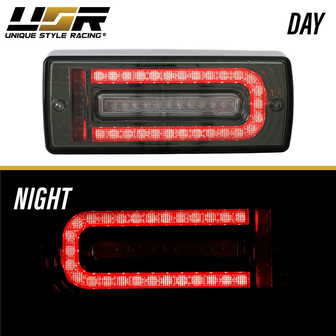 2007 - 2018 Mercedes W463 G Class w/ 2019 + W464 OEM Style LED Light Bar & LED Sequential Turn Signal Red/Clear or Smoke Lens Tail Light
#lens-color_smoke-lens