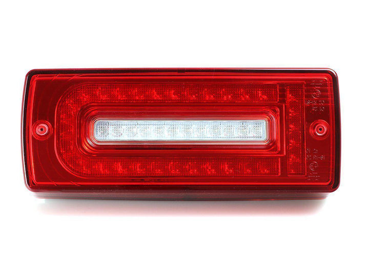 2007 - 2018 Mercedes W463 G Class 2019+ W464 OEM Style LED Red/Clear OR Smoke Tail Lights + Tail Light Protection Guard Grills