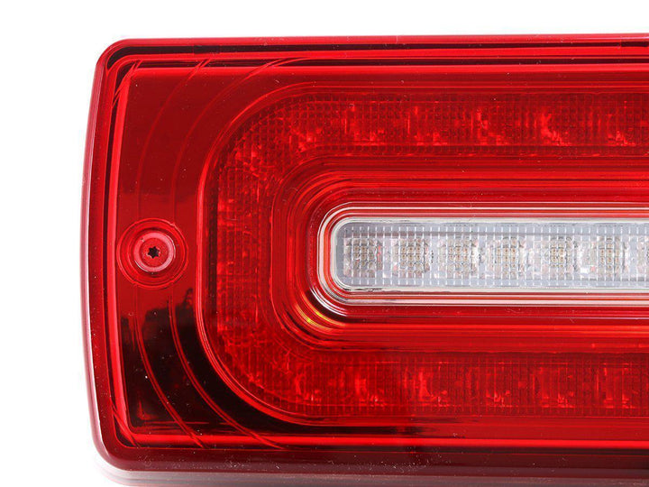 2007 - 2018 Mercedes W463 G Class 2019+ W464 OEM Style LED Red/Clear OR Smoke Tail Lights + Tail Light Protection Guard Grills