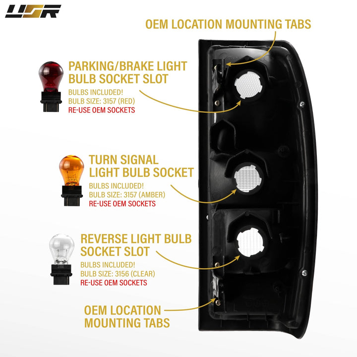 1998 - 2004 Nissan Frontier D22 Pick Up Truck All Clear Lens Tail Lights
#light-source_incandescent