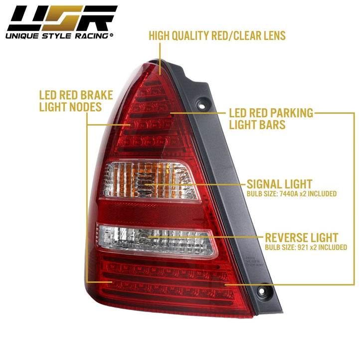 2003 - 2008 Subaru Forester JDM Style Red / Clear Lens LED Tail Lights