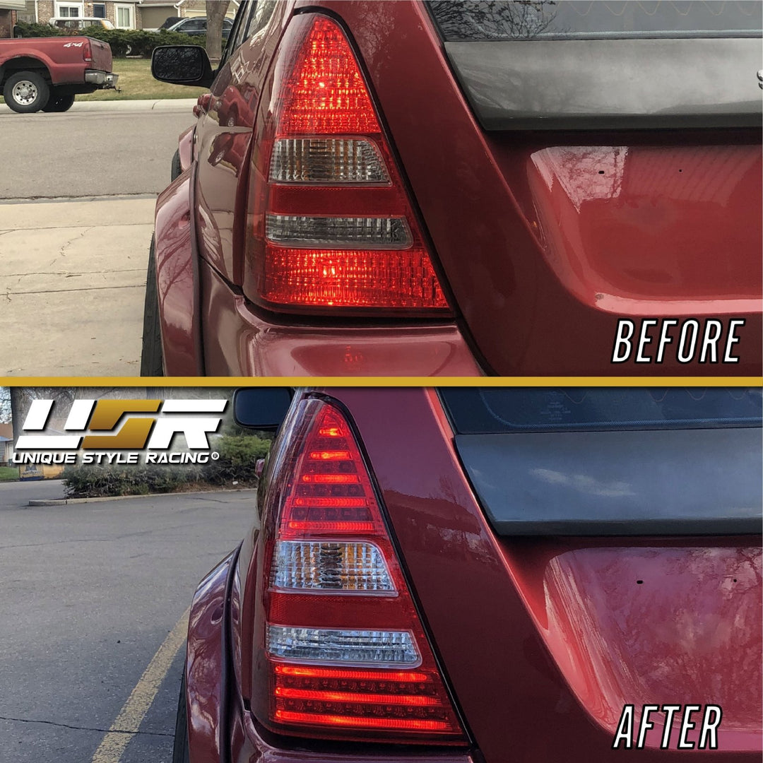 2003 - 2008 Subaru Forester JDM Style Red / Clear Lens LED Tail Lights
