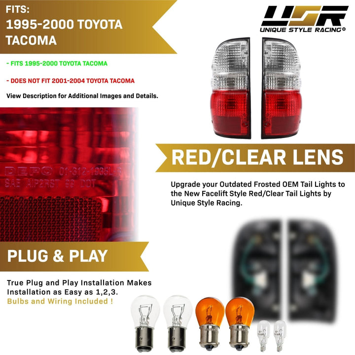2001 - 2004 Toyota Tacoma Red/Clear or Red/Smoke Rear Tail Lights
#lens-color_red-clear-lens