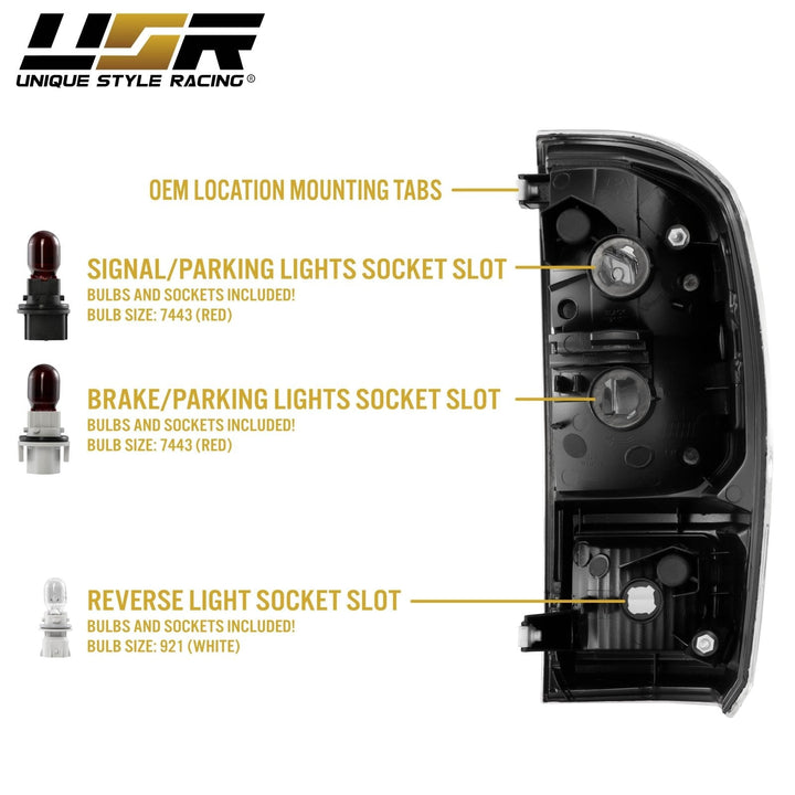 2016 - 2023 Toyota Tacoma Pickup Truck 3rd Generation JDM Style Black Housing All Clear Lens Tail Lights
#light-source_incandescent