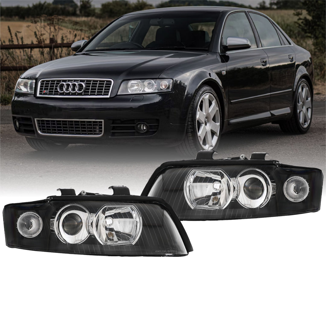 2002-2005 Audi A4/S4 Black Housing Headlight W/ Clear Corner Xenon HID Model - Made by DEPO