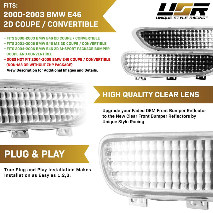2000 - 2003 BMW E46 3 Series 2 Door Coupe/Cabrio & 2001 - 2006 M3 Clear or Smoke Front and/or Rear Bumper Reflector Side Marker Light