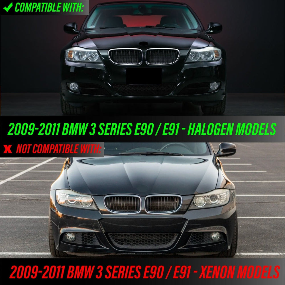 2009-2011 BMW 3 Series E90 / E91 DEPO Projector UHP LED Angel Halo Headlight With Clear Corner