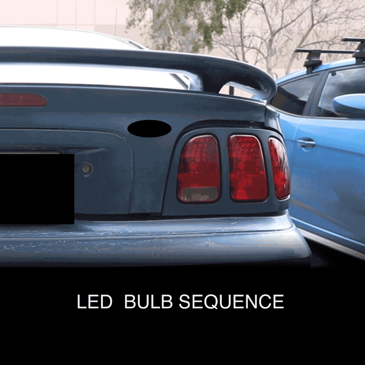 1996-2004 Ford Mustang Sequential Signal Plug and Play Tail Brake Light Harness plus Flasher & LED Bulbs - Made by Unique Style Racing