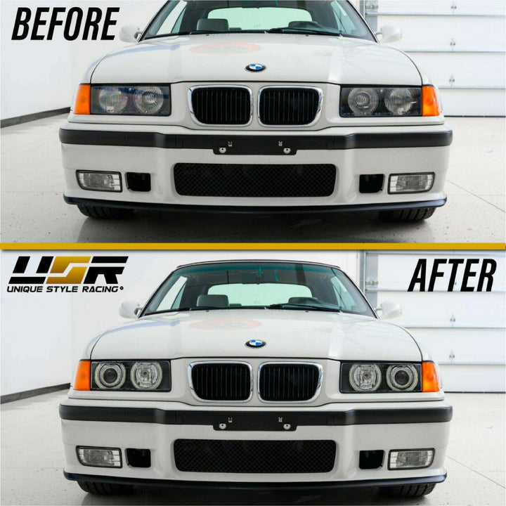 1992-1999 BMW E36 3 Series DEPO P36 Projector Angel Eye GLASS Lens Headlight Optional UHP LED Halo Rings
